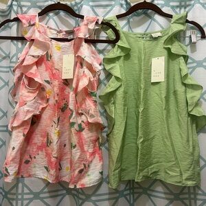 NWT A New Day Floral and Solid Ruffle Tops M